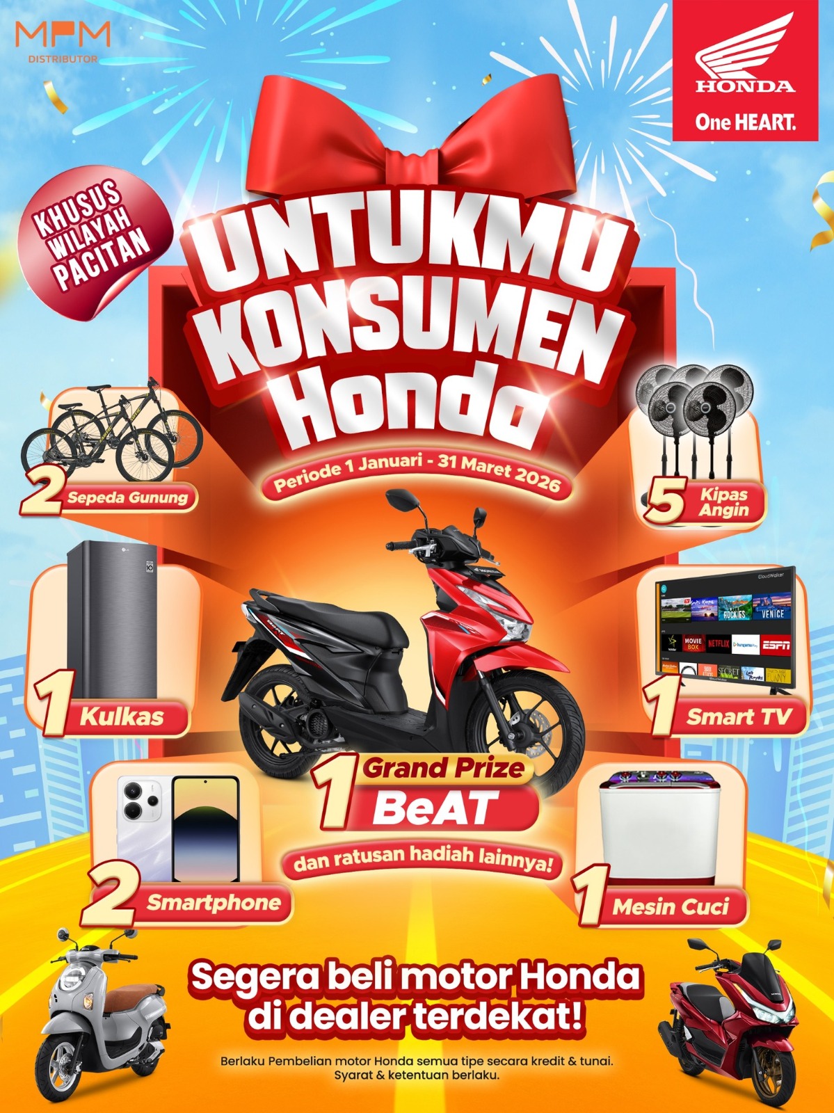 Program “Untukmu Konsumen Honda” Hadir di Pacitan, Honda BeAT Jadi Hadiah Utama
